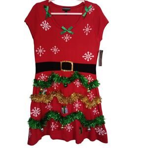 allison brittney christmas dress Alison Britney Ugly Christmas Sweater Dress with Buttons Size L, Women's, Size: Large, Red